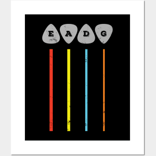 EADG Bass Strings Guitar Picks Colorful Theme Posters and Art